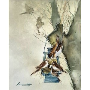 Sumbel Sajid,12 x 15 inch,  Watercolor on Paper, Cityscape Painting, AC-SUSJ-008